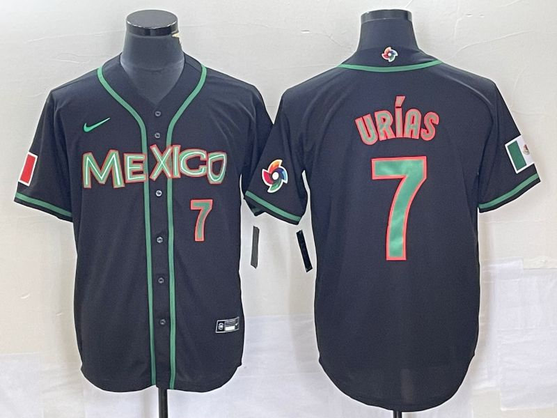 Men 2023 World Cub Mexico #7 Urias Black green Nike MLB Jersey5